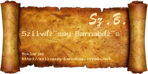 Szilvássy Barnabás névjegykártya